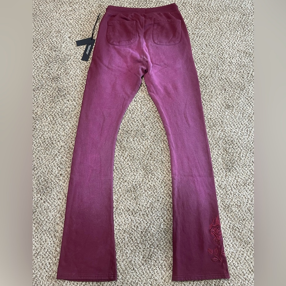 Civil Regime Burgundy Flared Fleece Sweat Pants - Picture 2 of 3